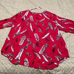 Feather print blouse